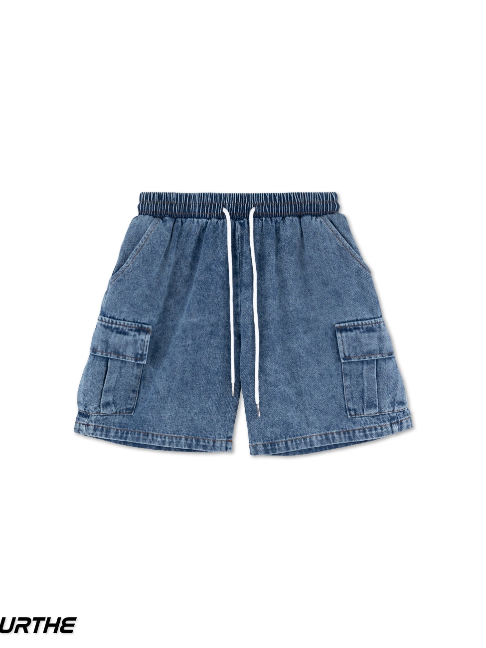 URTHE - กางเกงยีนส์ ขาสั้น สีฟอก รุ่น MINI DENIM SHORTS