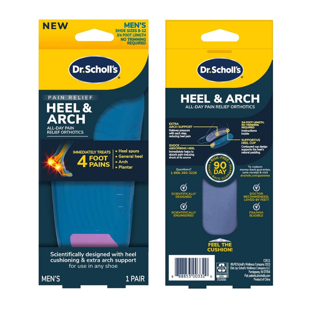 แผ่นรองเท้า สำหรับอาการปวดส้นเท้า อุ้งเท้า เอ็นฝ่าเท้า Dr.Scholl’s Pain Relief HEEL & ARCH