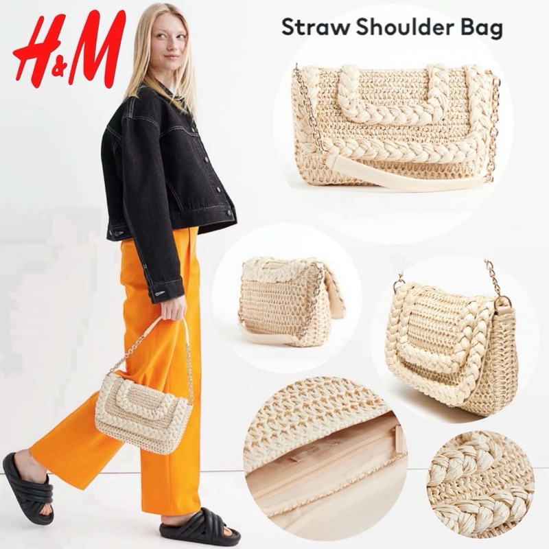 H&M Straw Shoulder Bag กระเป๋าสะพายไหล่งานสาน Shopee Thailand