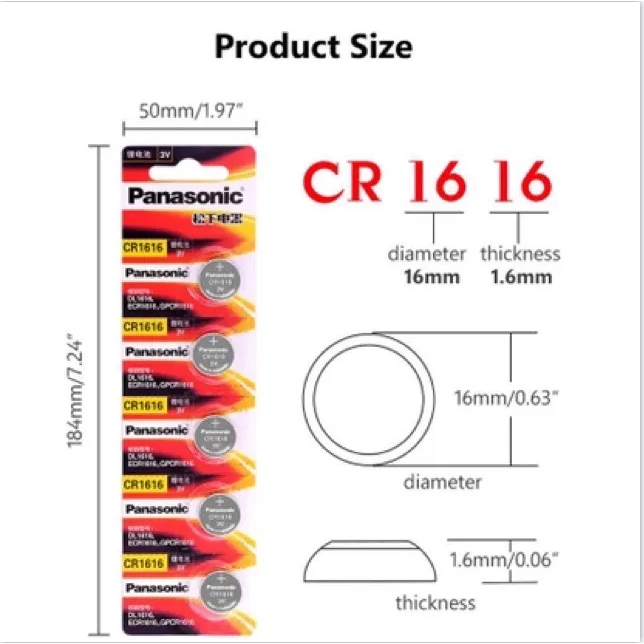 ถ่าน Panasonic CR2032 CR2025 CR2016 CR1632 CR1620 CR1616 CR1220 1 แผง 5