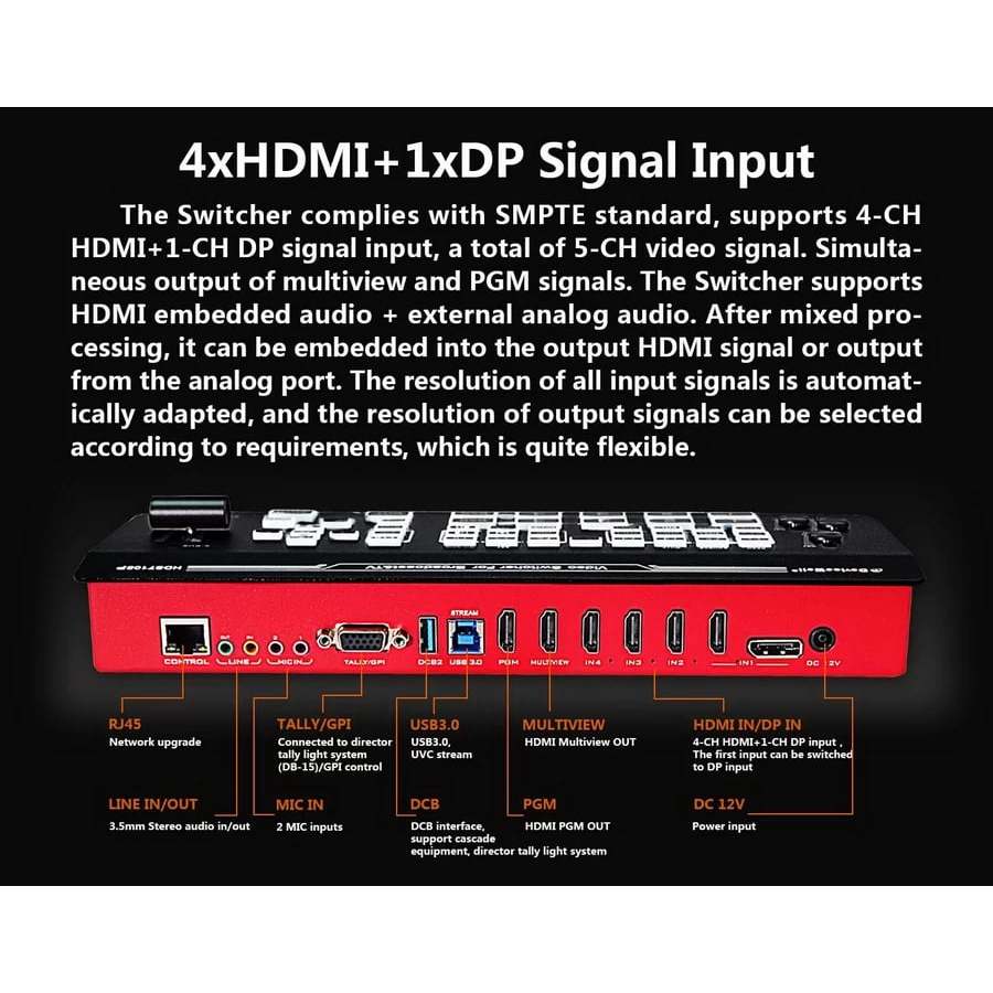 Devicewell HDS7105P (New Upgrade) เครื่องสลับสัญญาณภาพ Mini Switcher ...