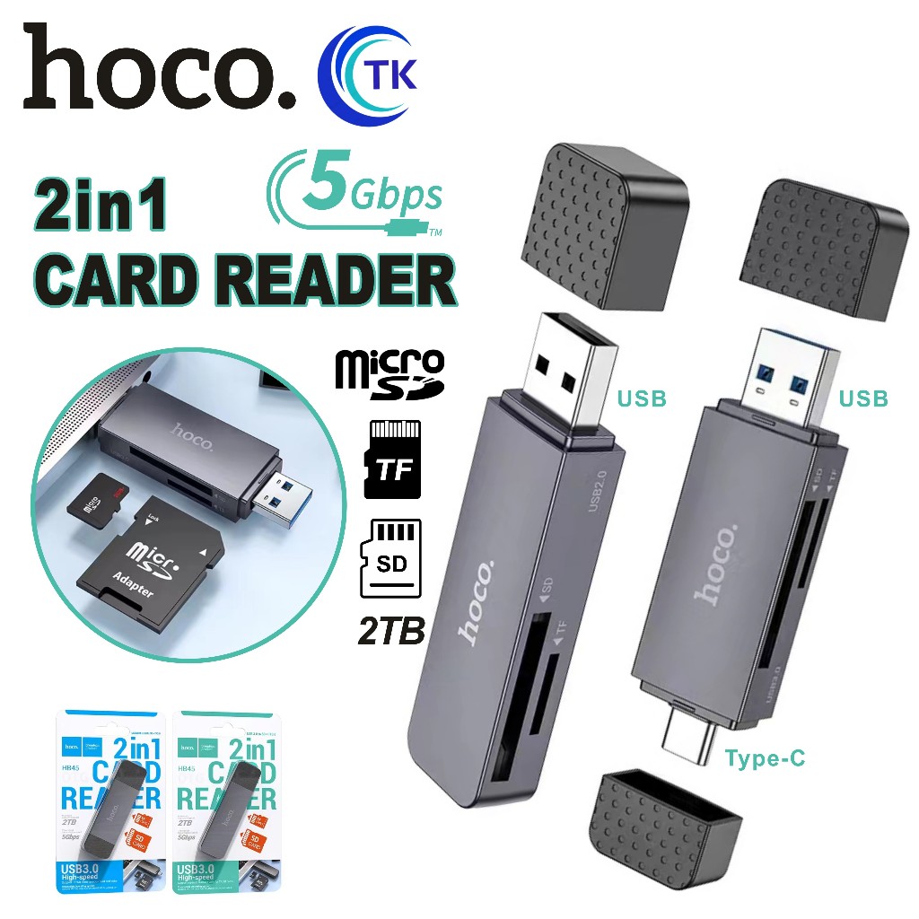 HOCO HB45 การ์ดรีดเดอร์ Type-C / USB 3.0 ความจุสูงสุด 2TB อ่าน SD / TF ...