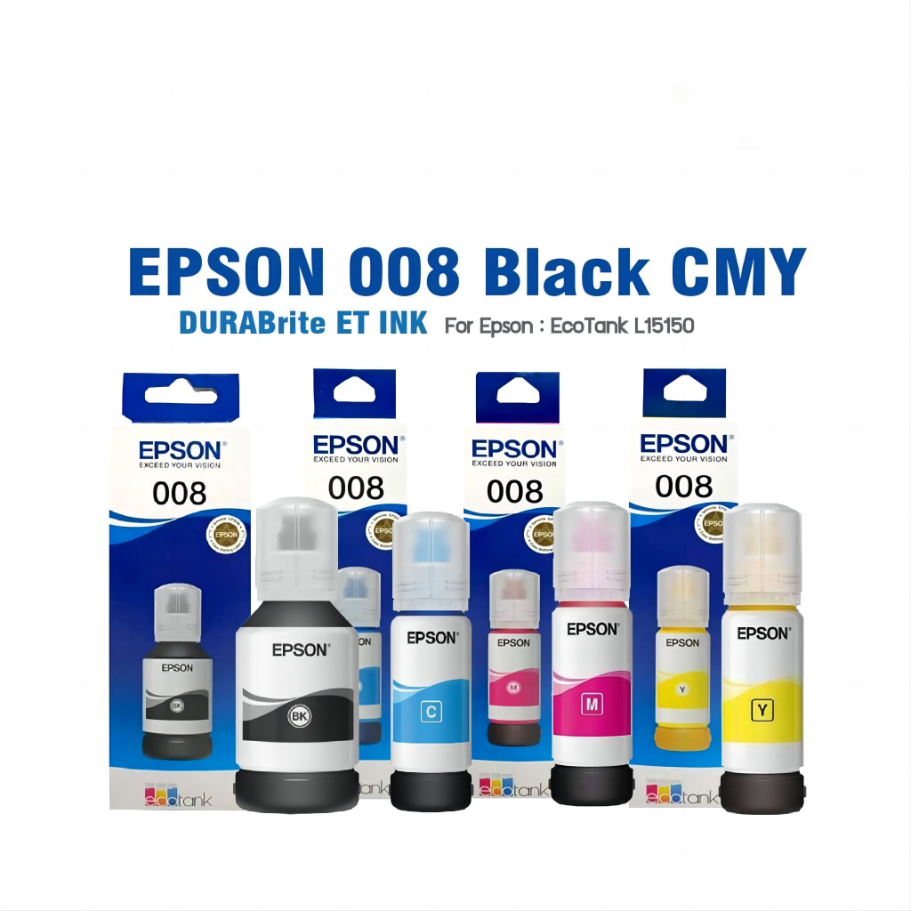 EPSON 008ของแท้ 100% Pigment ink หมึกกันน้ำทุกสี 008 BK C M Y ใช้งานกับ ...