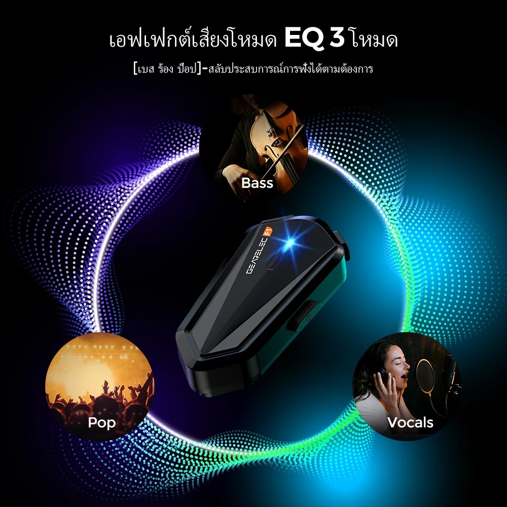 GEARELEC F1 ชุดหูฟังบลูทูธ หูฟังหมวกกันน็อค บลูทูธ 5.3 แฮนด์ฟรี IP65 กันน้ํา HIFI & EQ เพลิดเพลินกับดนตรีที่ดีที่สุดในการขี่
