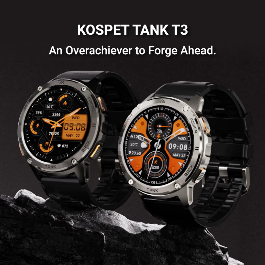 KOSPET TANK T3 / T3 ULTRA สมาร์ทวอทช์ Bluetooth Calling AMOLED 1.43 นิ้ว กันน้ำ 5 ATM + IP69K -2Y