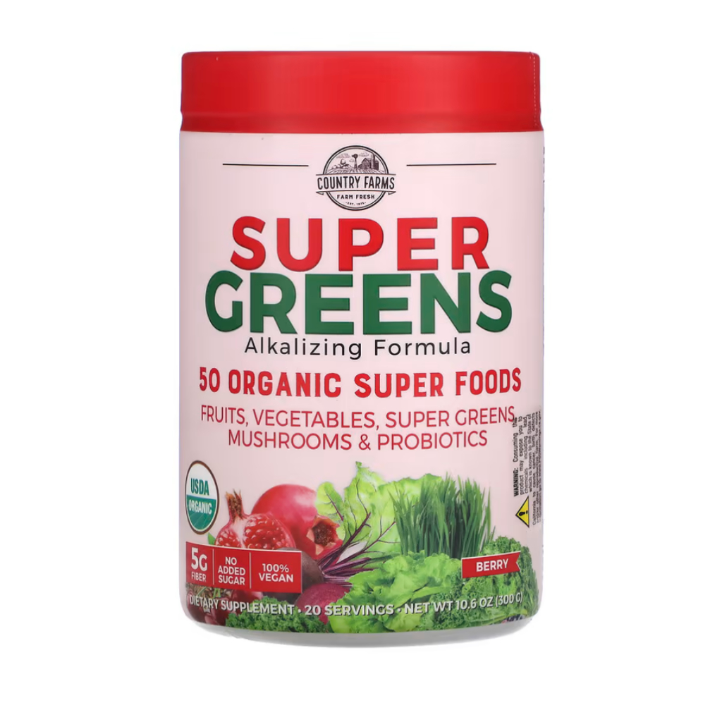 Country Farms Super Greens Alkalizing Formula Berry 10.6 oz (300 g ...