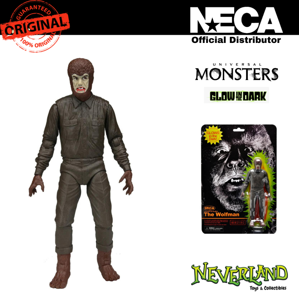 NECA Universal Monsters Retro Glow in the Dark The Wolfman 7” Scale ...