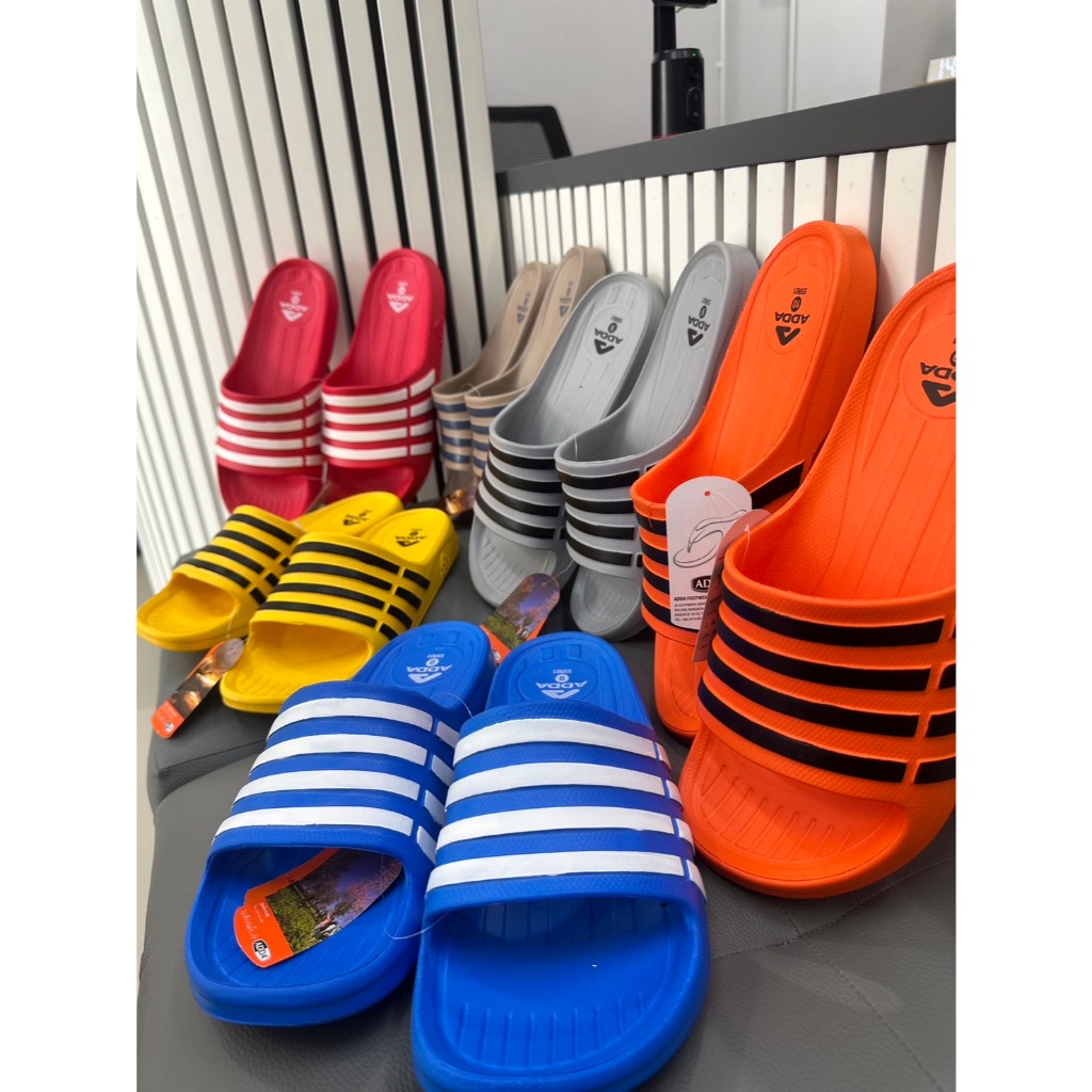 N รองเท้าแตะแบบสวม  ADDA แอดด้า รุ่น55R01 , 55R03 สี ดำ กรม ส้ม แดง เหลือง ฟ้า เทา ครีม  Size 4-10