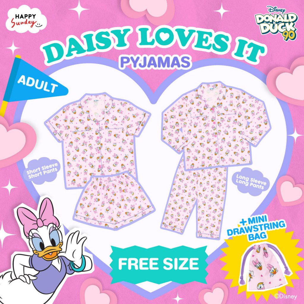 [FREE SIZE] DAISY LOVES IT PYJAMAS | ชุดนอนลายเดซี่ดั๊กสีชมพู | Shopee ...