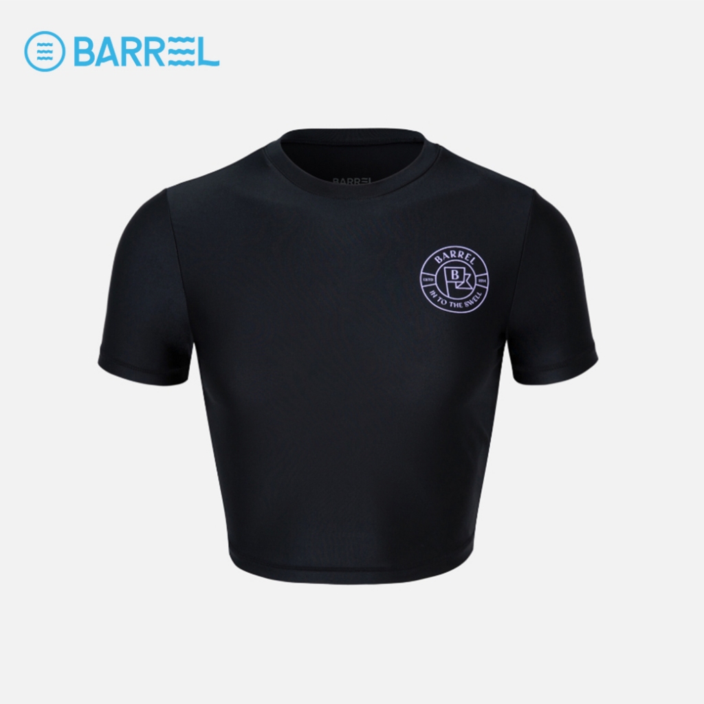 BARREL WOMEN RESORT SHORT SLEEVE CROP RASH GUARD BLACK - เสื้อรัชการ์ด ...