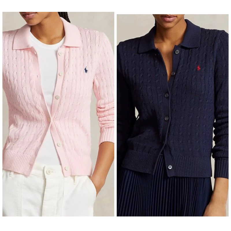Polo cable knit cardigan best sale
