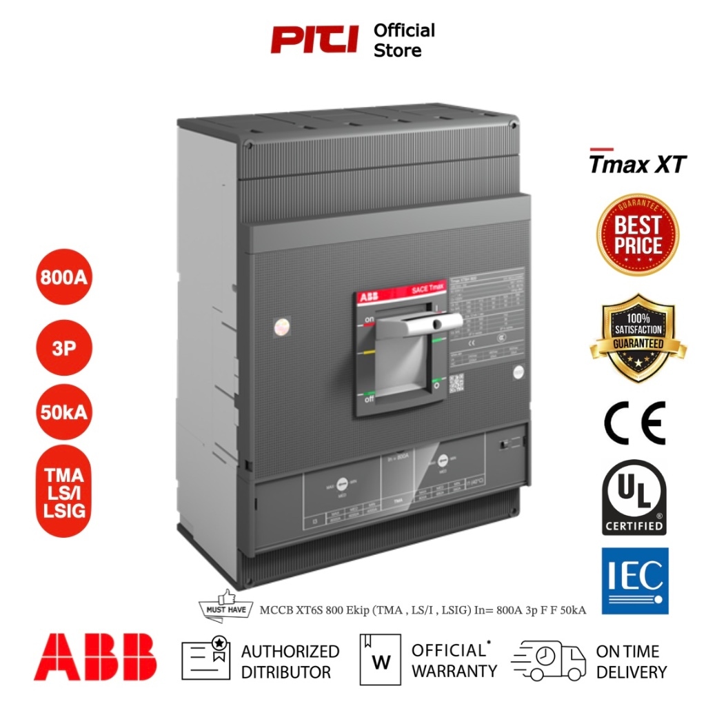 ABB MCCB XT6S 800 Ekip Dip LS/I In=800 3P (50kA) Breaker Tmax XT ...