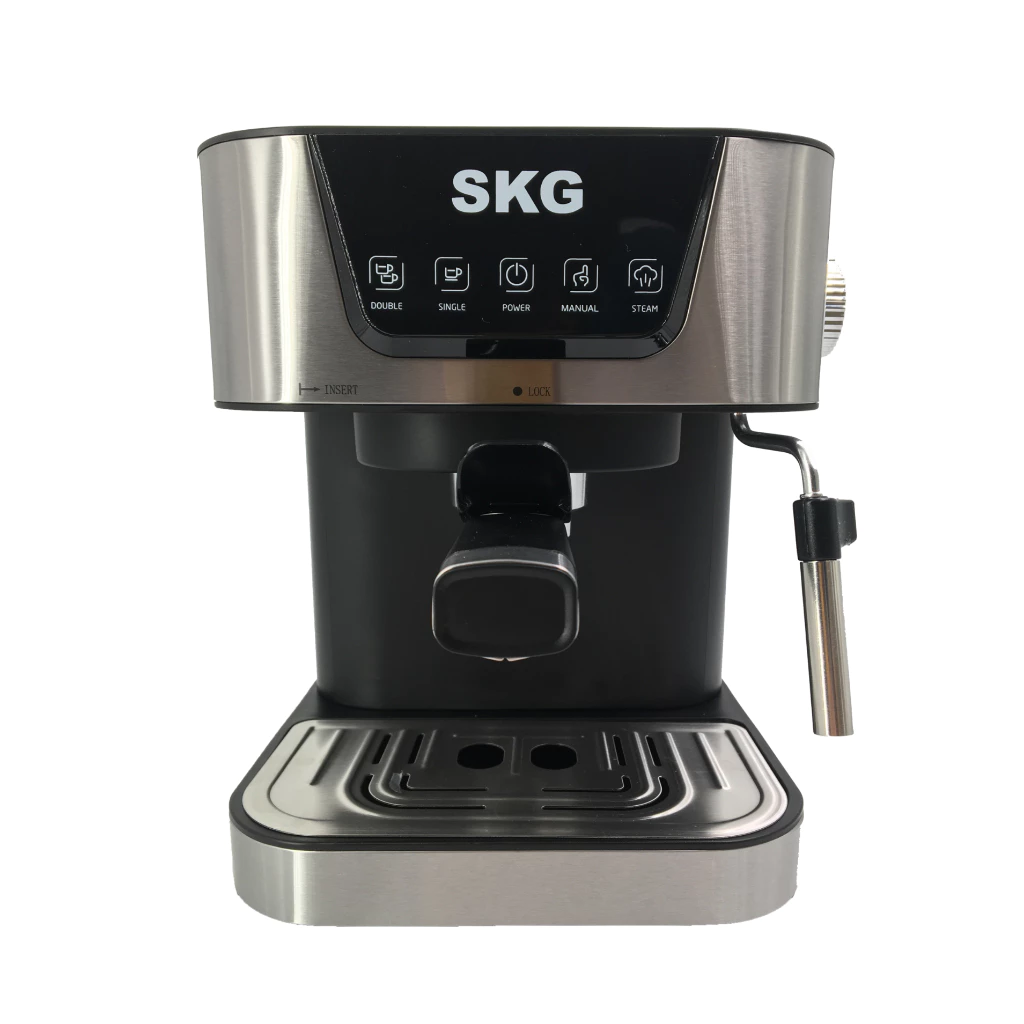 SKG เครื่องชงกาแฟสด รุ่น SK-1208 สีเงิน ระบบสัมผัสอัตโนมัติ ตั้งเวลาชงกาแฟได้ แรงดัน 20 บาร์