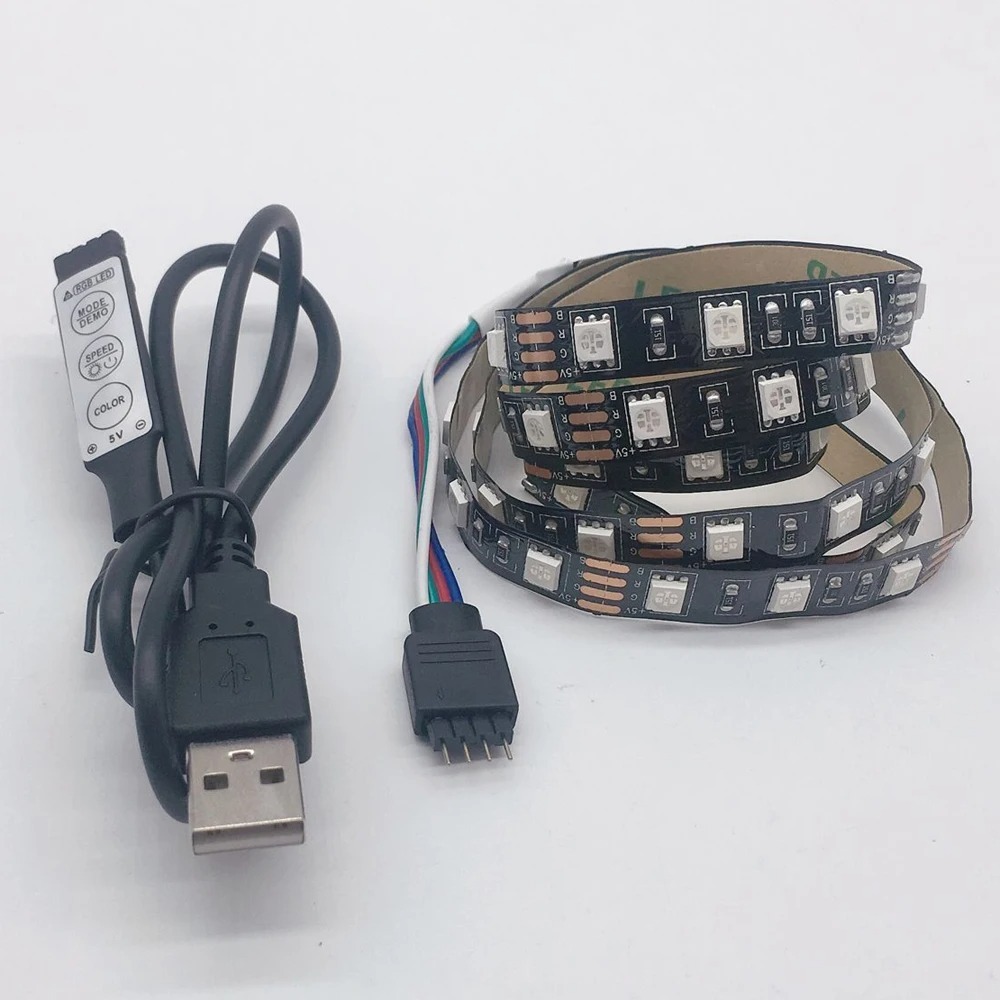 USB Strip LED Light PC 5 V RGB 5050 5 V 1 M 60Led/M USB 3 Mini 17 key ...