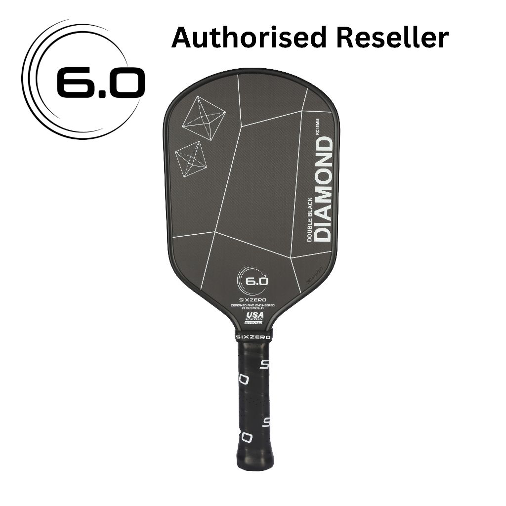 SIX ZERO 6.0 Pickleball Paddle 16mm Double Black Diamond Elongated