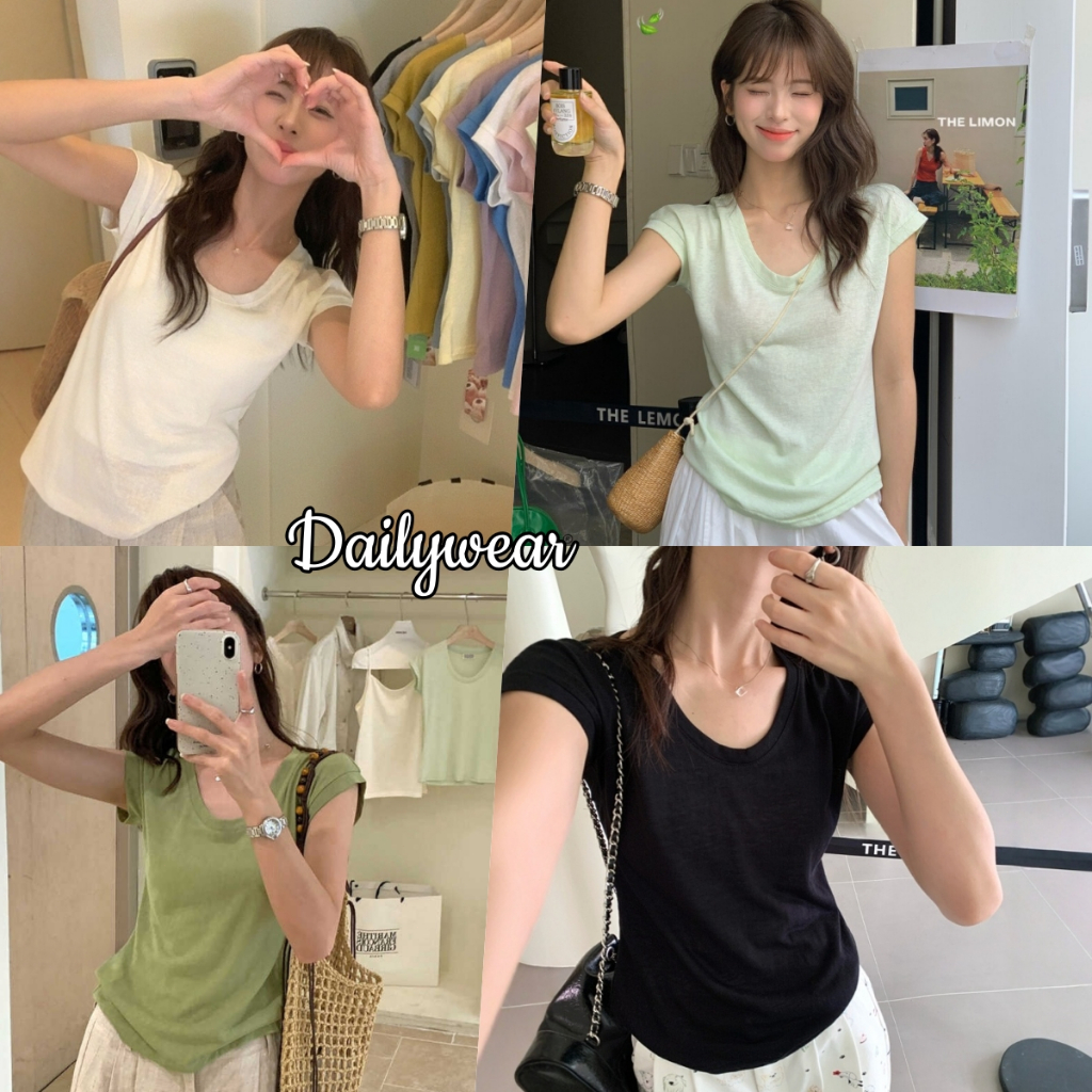 Dailywear พร้อมส่ง สั้นแขนปีกนก ทำจากผ้าฝ้ายลินินและผ้าไหมน้ำแข็ง ...