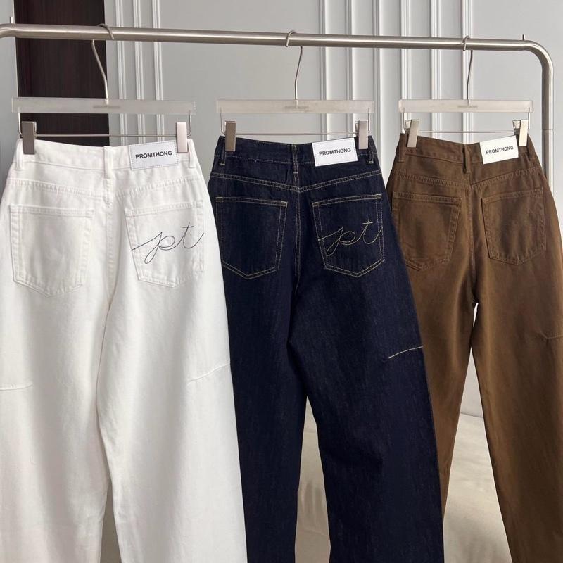 PTJ30270 Luna Barrel High-rise กางเกงยีนส์ PROMTHONG เอวสูงทรง Curved - 3