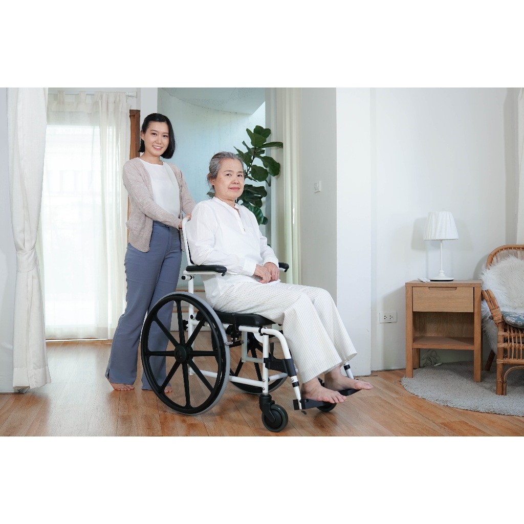 Synergy รุ่นเมอริท รถเข็นอาบน้ำ นั่งถ่าย คล่อมชักโครก อลูมิเนียมอัลลอยด์