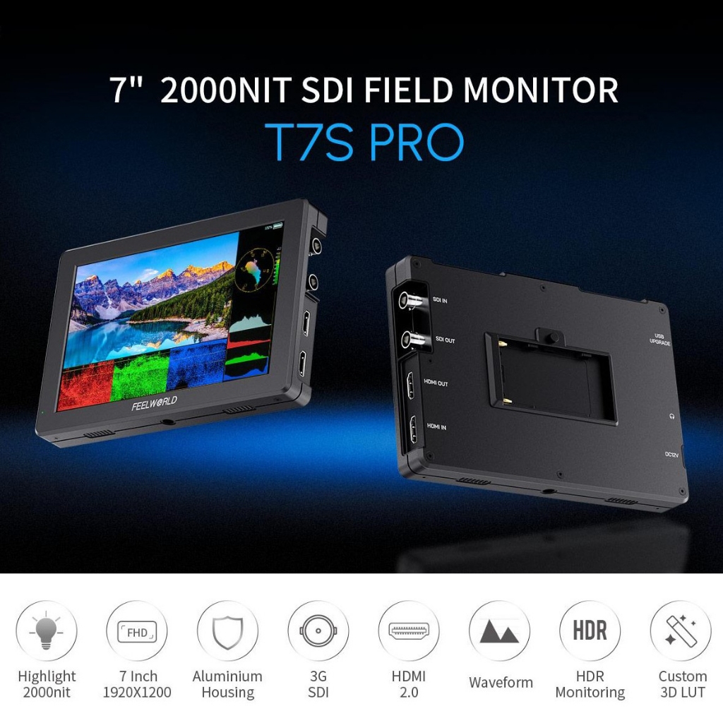 Feelworld T7S Pro 7นิ้ว 2000nits Daylight Monitor [HDMI 4K60P + 3G SDI ...