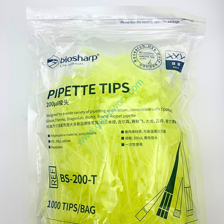 ปิเปต ทิป Pipette tip 200 ul YELLOW, BULK, 1000pcs/pk พร้อมส่ง Biosharp ...