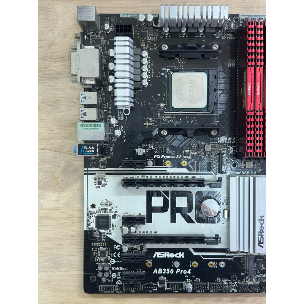 ชุด CPU AMD RYZEN7 1700/MB ASROCK AB350 PRO 4/RAM CORSAIR DDR4 32GB 8X4  BUS2400 [มัดรวม6 ชิ้น] สภาพดี - Main Image