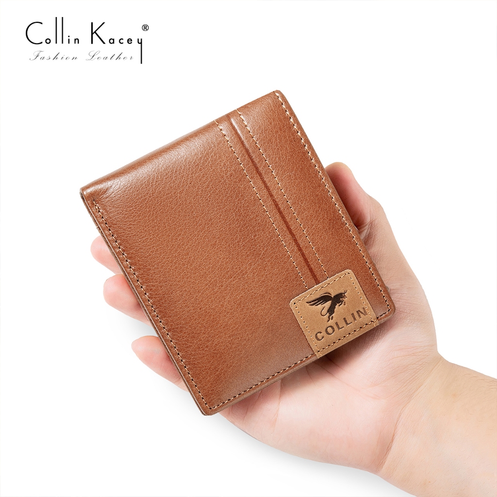 Collin Kacey A08 กระเป๋าสตางค์แฟชั่นใหม่ กระเป๋าสตางค์ผู้ชายหนังแท้ใบสั้น Genuine leather wallet