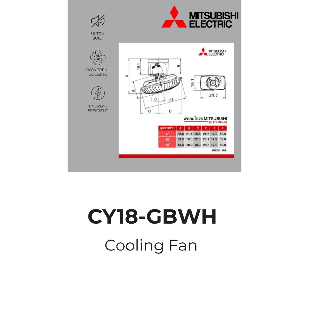 พัดลมโคจร 18 นิ้ว MITSUBISHI ELECTRIC รุ่น CY18-GB WH สีขาว | Shopee ...