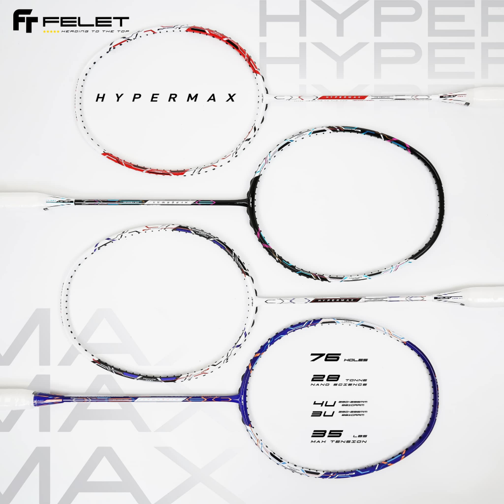 ไม้แบดมินตัน FELET Hypermax | Advanced Series ความตึงสูงสุด 35 ปอนด์ ...