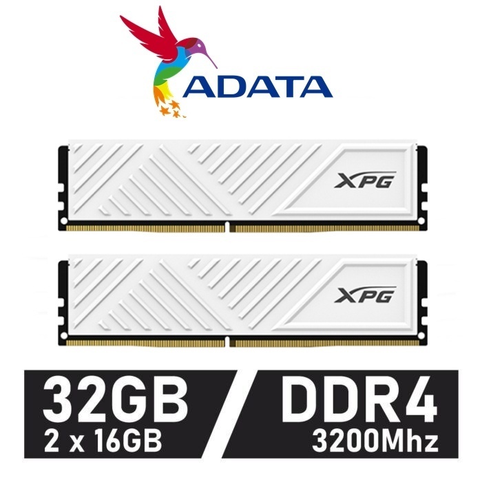 XPG DDR4 3200MHz 32GB (16G×2)白 32GB (16GBX2) (3200) RAM DDR4 (แรมพีซี) ADATA D35 XPG WHITE