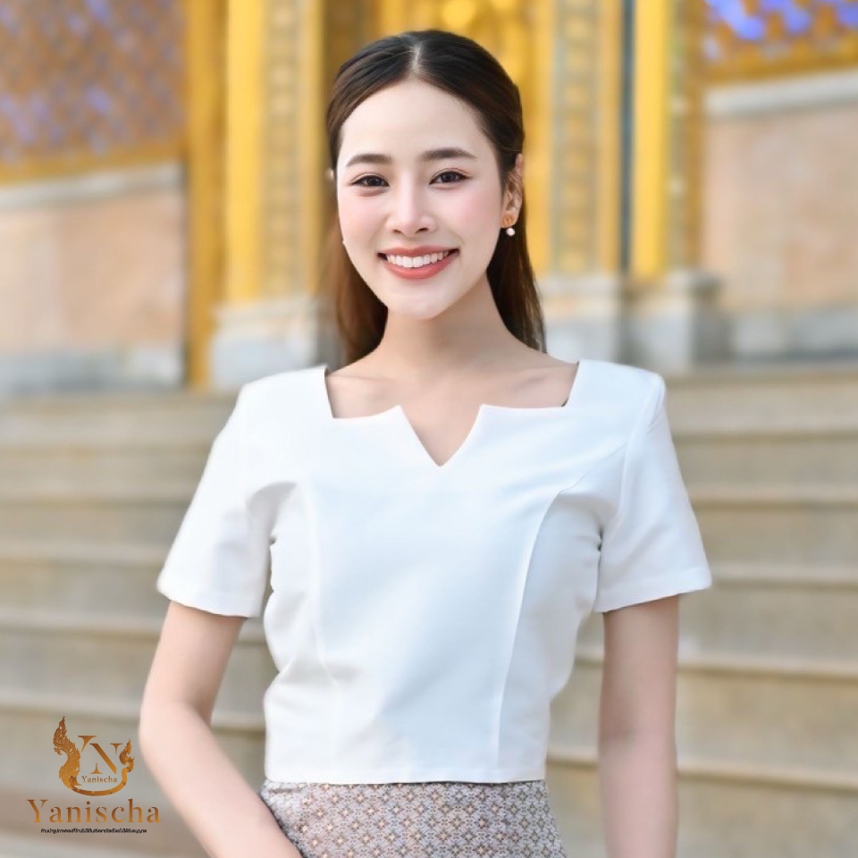 เซตผ้าไทย ใส่แล้วผอม ชุดไทยจิตรลดา ผ้าไหม แพรทิพย์ พร้อมส่ง ไซส์ XS-5XL มุมมองที่ 3