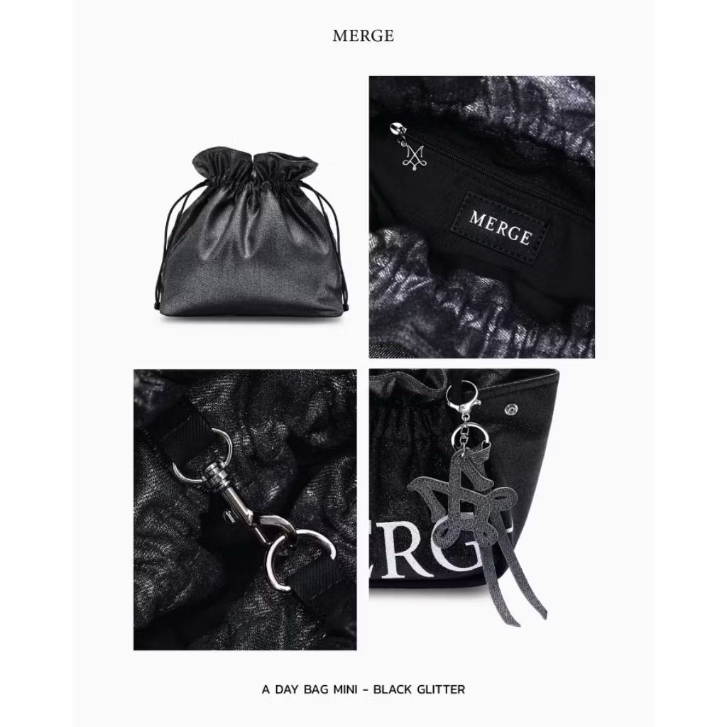 (พร้อมส่ง)Merge A Day bag mini glitter(black)(คอลใหม่) สีดำ ของใหม่ ...