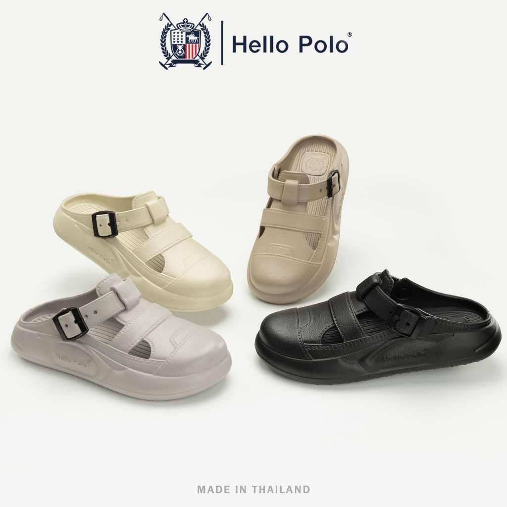 Hello Polo รองเท้าแตะผู้หญิง รองเท้าแตะส้นแบน UNISEX พื้นหนา กันลื่น ...