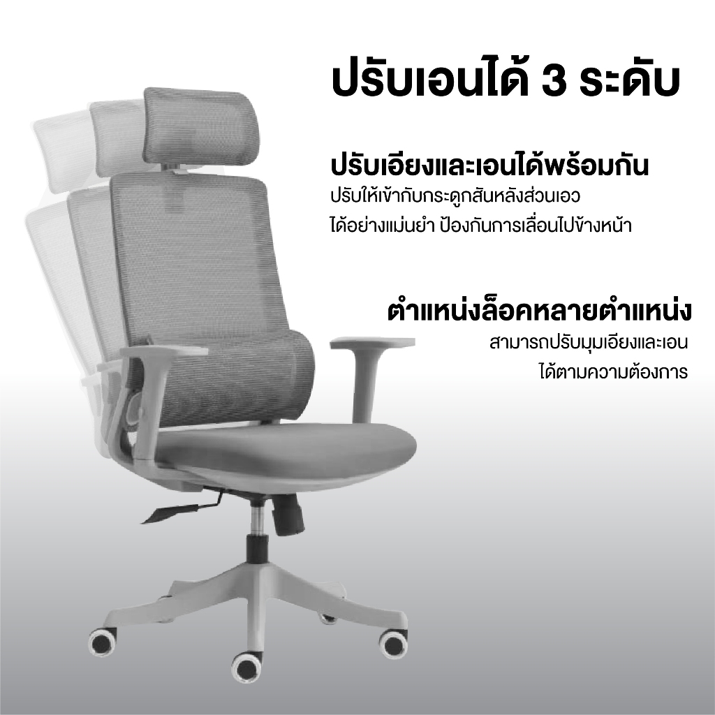 Elife Ergonomic Chair เก้าอี้ทำงานเพื่อสุขภาพ ปรับเอนได้ตามหลักสรีรศาสตร์ รองรับสรีระ ลดอาการปวดเมื่อยได้อย่างดีเยี่ยม