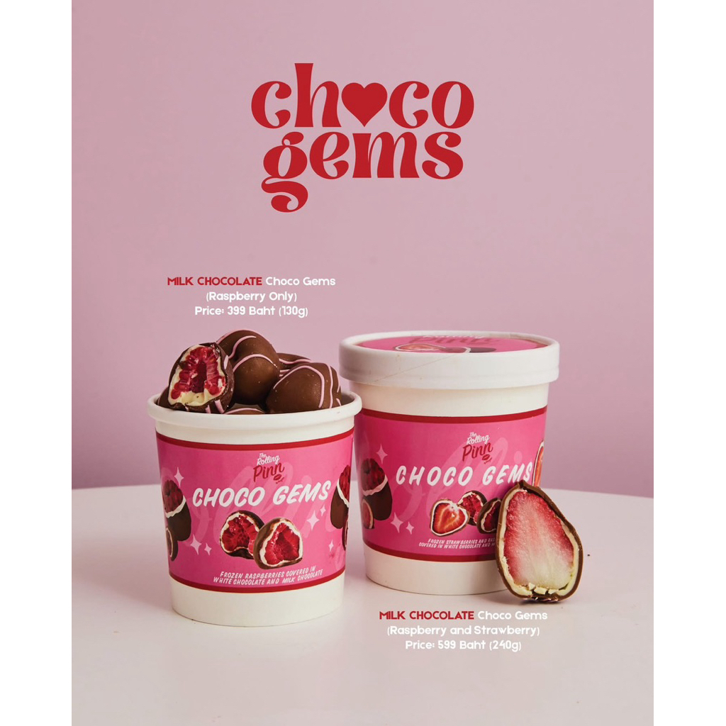 The rolling pinn CHOCO GEMS Raspberry Milk Chocolate Size S 130 กรัม ...