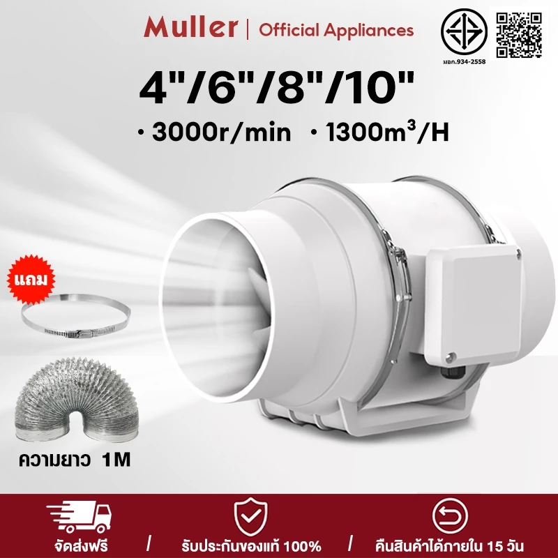 MULLER พัดลมระบายอากาศ 4-10 นิ้ว TISI