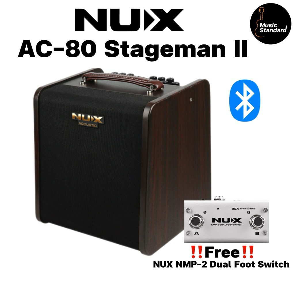 Nux Ac 80 Stageman Ii แอมป์อะคูสติก 80 วัตต์ มีแบตในตัว เชื่อมต่อบลูทูธ 