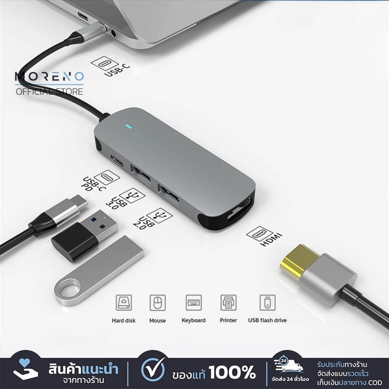 Basix 4in1 USB-C HUB ความละเอียดสูงสุดระดับ Ultra Hight 4K ใช้งานพร้อม ...