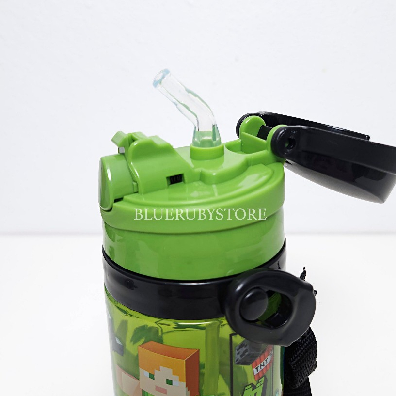 NX Portable Kids Water Bottle 450ml with Straw - Cartoon Design, Shoulder Strap, BPA Free | Bluerubystore