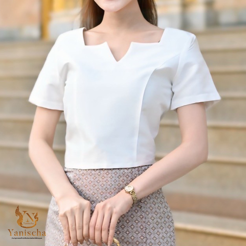 เซตผ้าไทย ใส่แล้วผอม ชุดไทยจิตรลดา ผ้าไหม แพรทิพย์ พร้อมส่ง ไซส์ XS-5XL มุมมองที่ 5