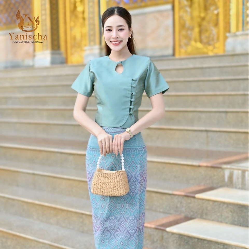 ชุดไทยญาณิศชา เสื้อผ้าไหมแพรทิพย์ พร้อมผ้าถุงสำเร็จ ทรงสวยใส่แล้วดูผอม มุมมองที่ 6