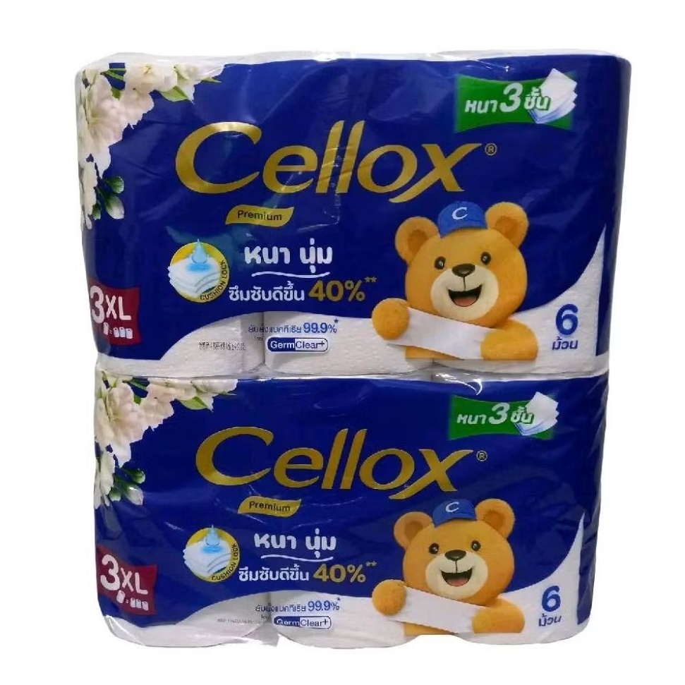 Cellox เซลล็อกซ์ กระดาษชำระ พรีเมียม กระดาษทิชชู หนา นุ่ม3ชั้น ปริมาณ12 ...