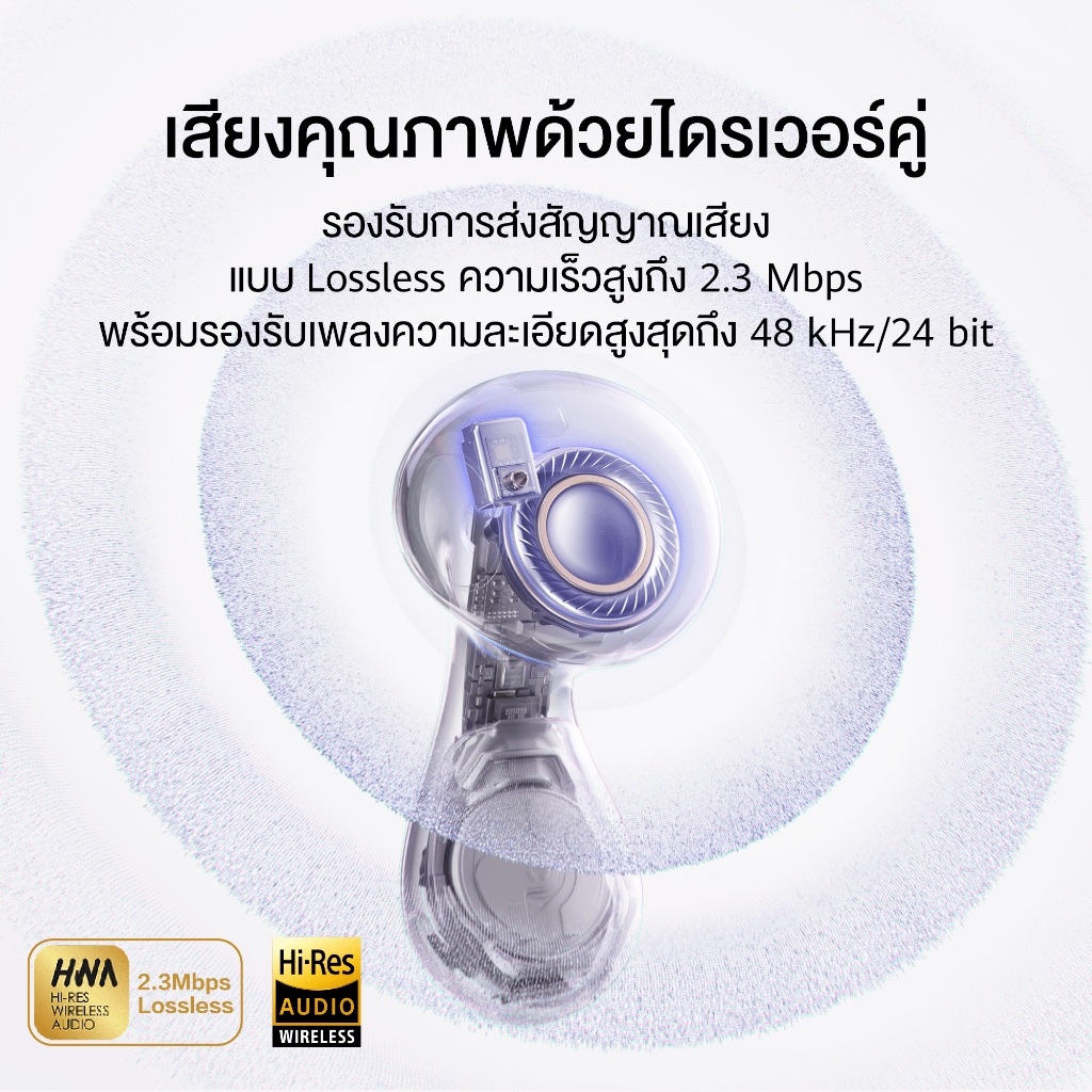 HUAWEI รุ่น Freebuds 6 หูฟังบลูทูธ Bluetooth 5.2 เสียงคุณภาพด้วยไดรเวอร์คู่