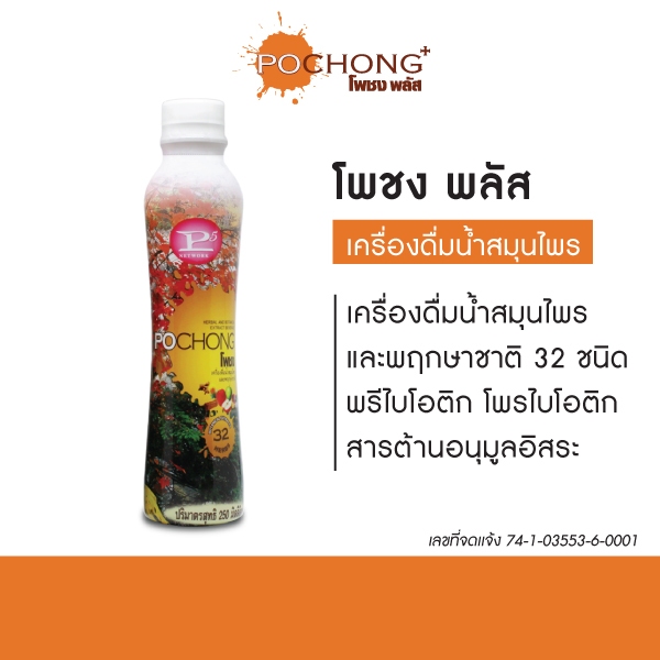 น้ำสมุนไพรโพชง พลัส Pochong Plus 1 ขวดเล็ก บำรุงสุขภาพจากธรรมชาติ ...