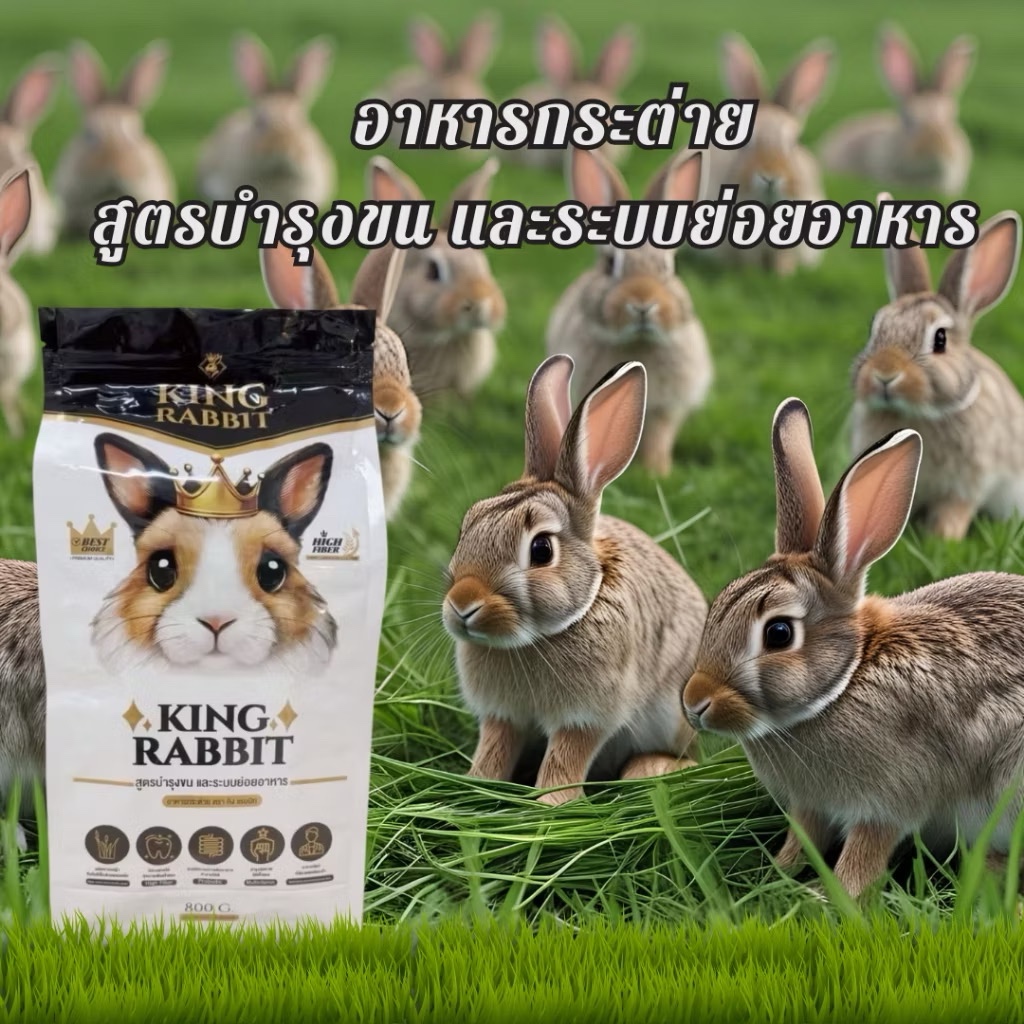 (800 g) อาหารกระต่าย king Rabbit (คิงเเรบบิท) ผลิตจากหญ้าทีโมธี 800g ...