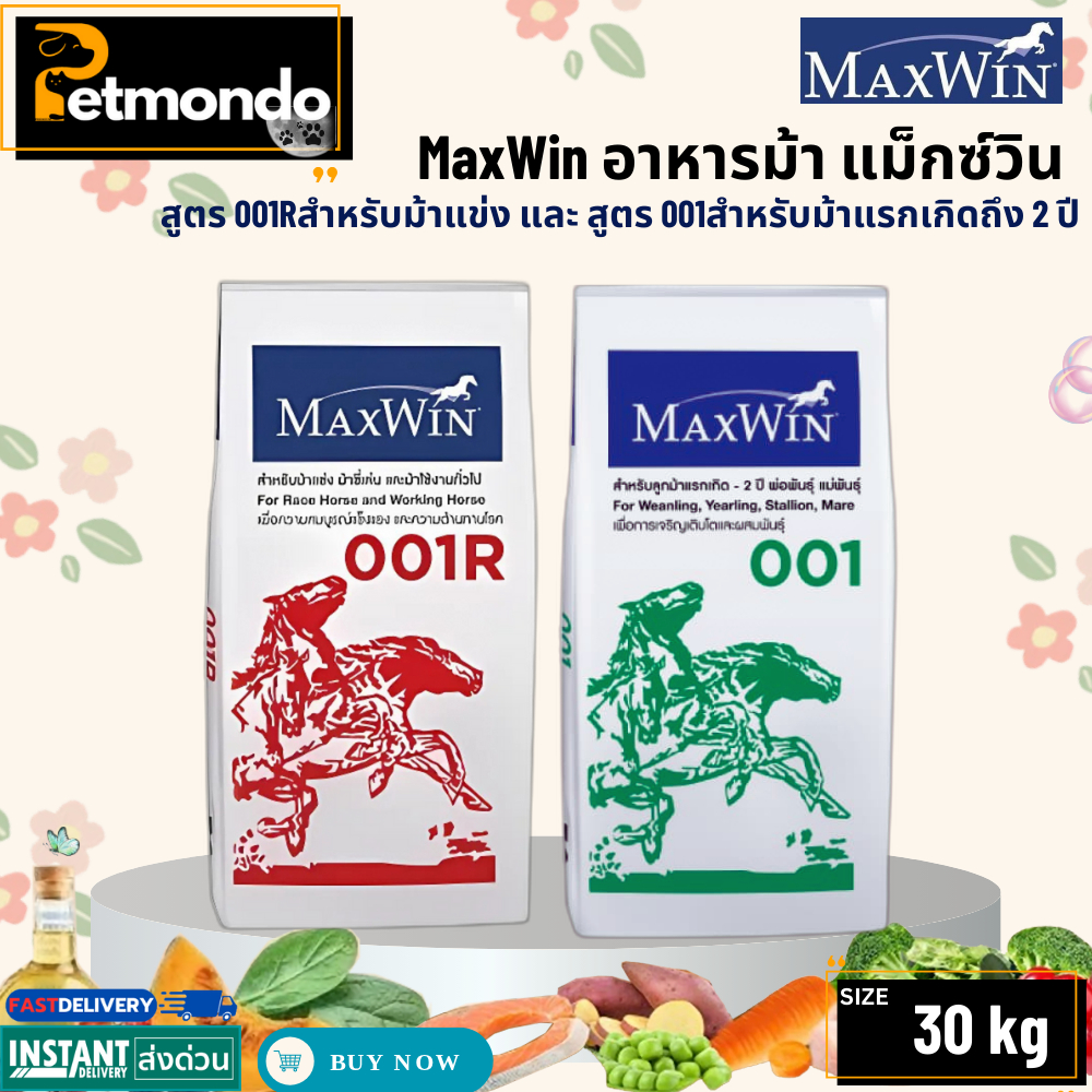 MaxWin อาหารม้า แม็กซ์วิน สูตร001R แดง และ สูตร001 เขียว สำหรับม้าแข่ง ...