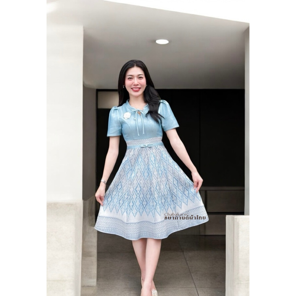 ชบากานต์ ชุดผ้าไทยผ้าทอทรงย้วย 2 สี ไซส์พอดีตัว สวยแบบสั่งตัด พร้อมส่ง มุมมองที่ 4