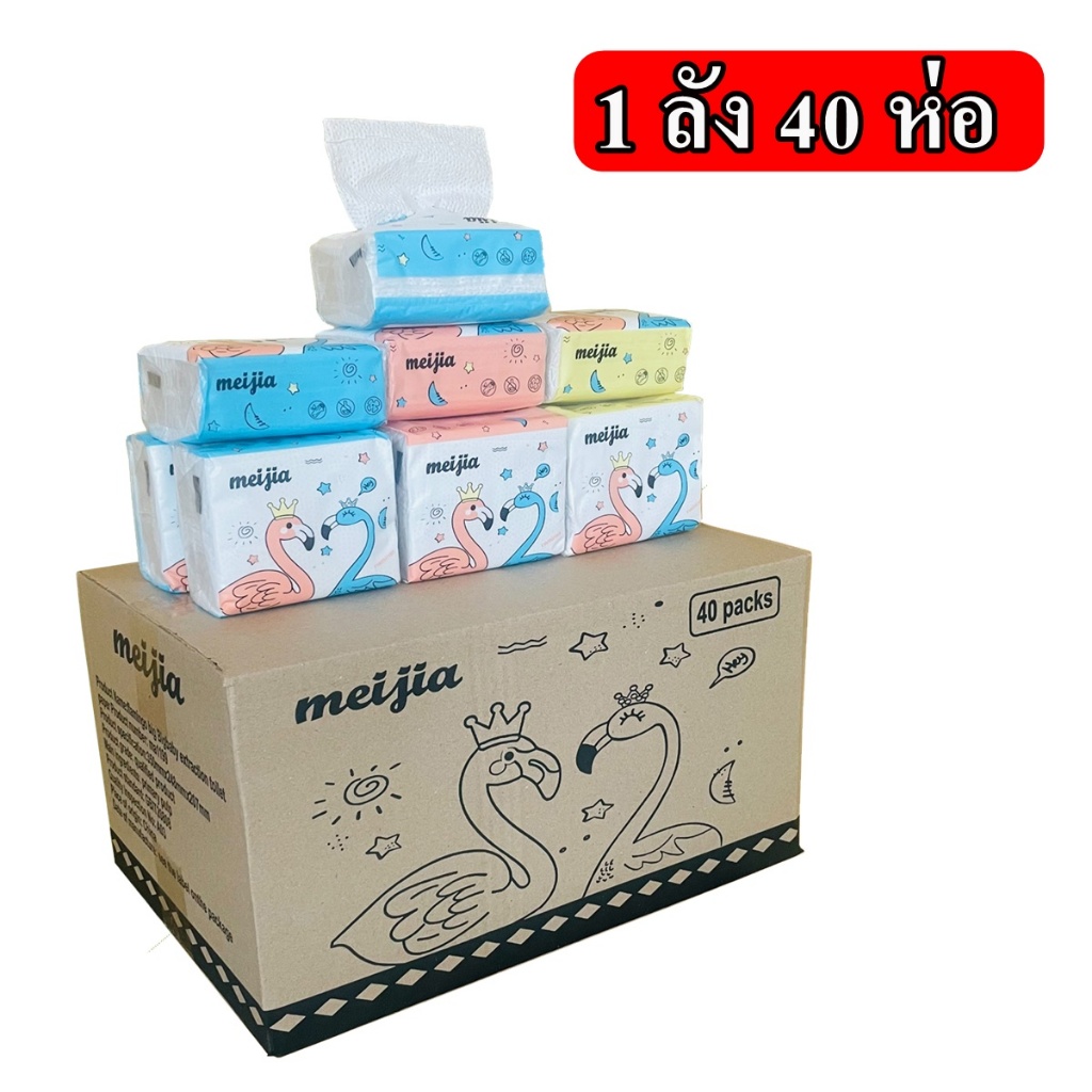 กระดาษทิชชู่ ยกลัง ( 1ลัง 40 ห่อ) กระดาษทิชชู่แบบพกพา - 2