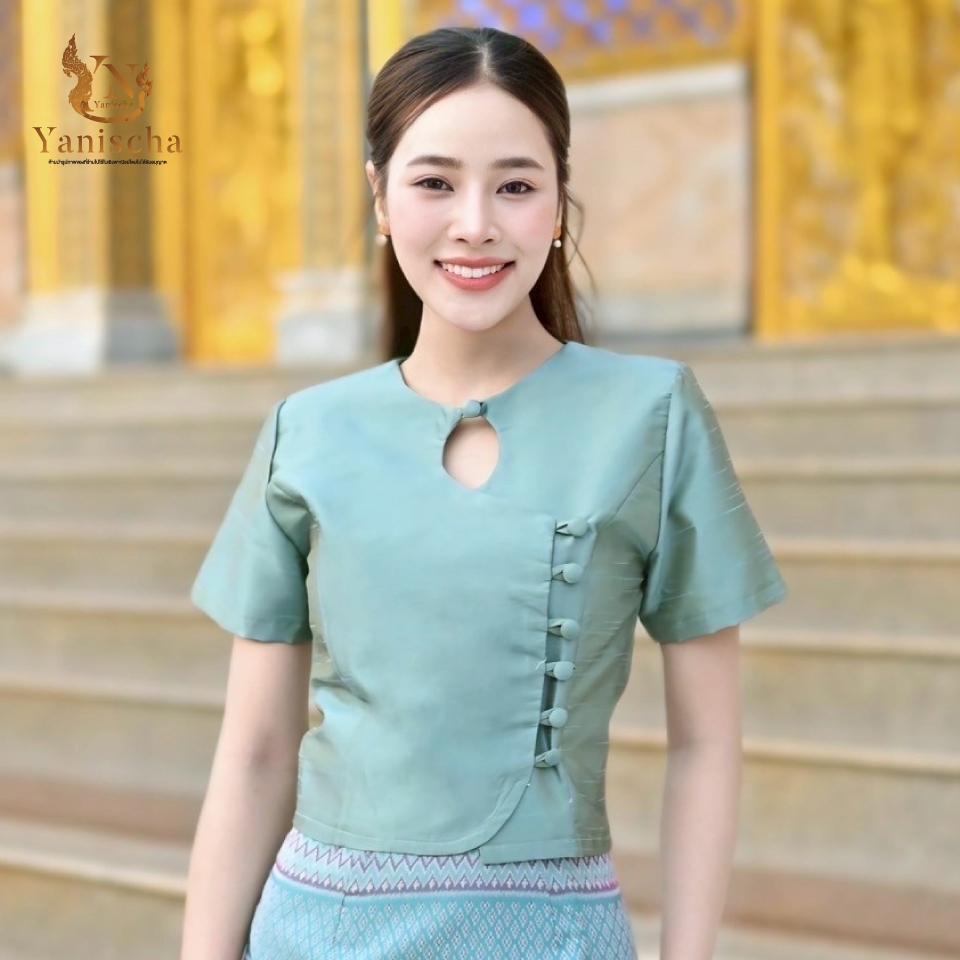 ชุดไทยญาณิศชา เสื้อผ้าไหมแพรทิพย์ พร้อมผ้าถุงสำเร็จ ทรงสวยใส่แล้วดูผอม มุมมองที่ 2