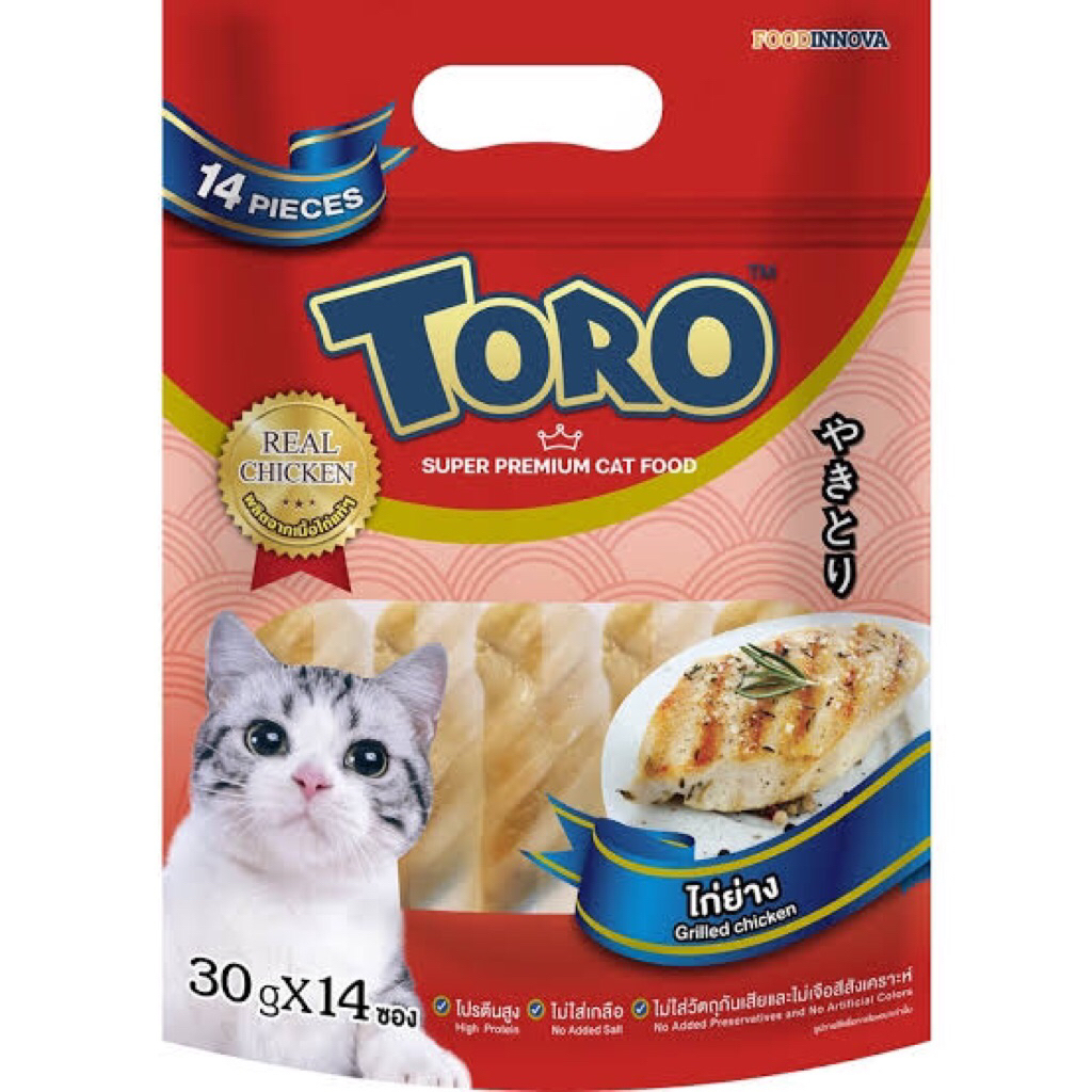 TORO cat snack Big Pack โทโร่ ขนมแมว ทูน่า หรือ ไก่แท้ย่าง 14ชิ้นx30g ...
