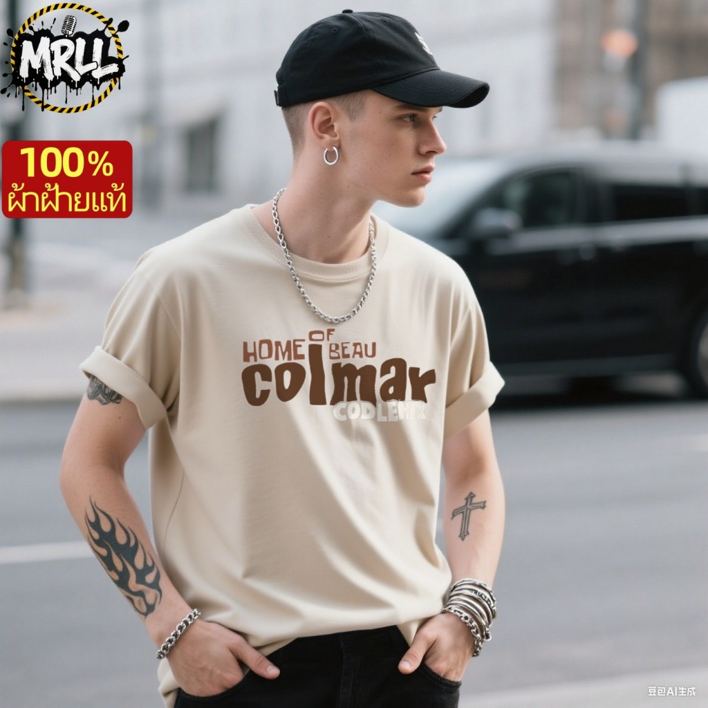 【จัดส่งจากไทย】MRLL เสื้อทีผู้ชาย ผ้าฝ้าย100% สไตล์สตรีท ลายตัวหนังสือเร ...